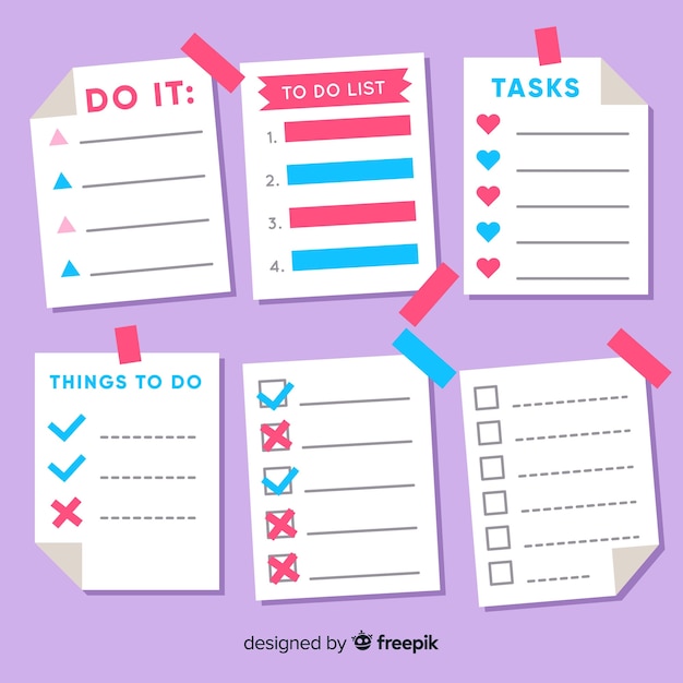 Free vector colorful to do list collection with flat design