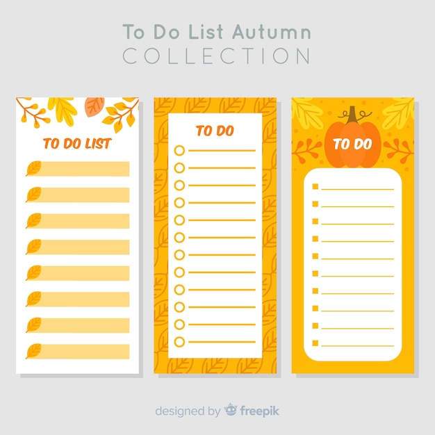 Free vector colorful to do list collection with flat design