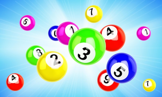 Colorful lotto balls flying