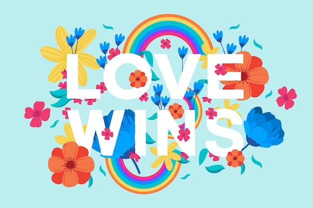 Free Vector colorful love wins lettering