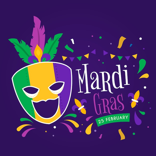 Colorful mardi gras in flat design