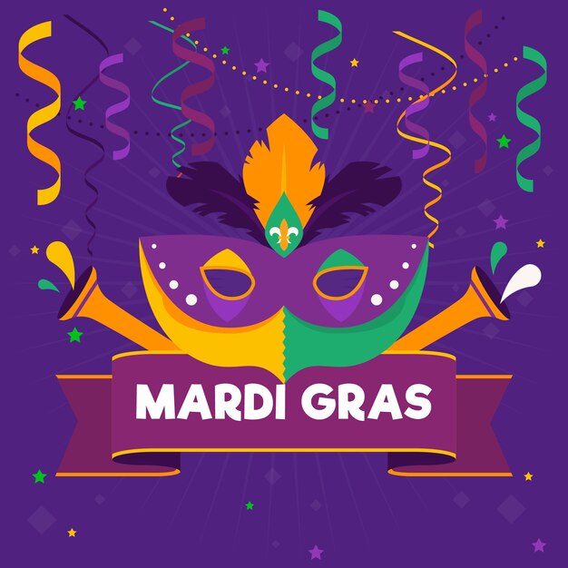 Colorful mardi gras in flat design