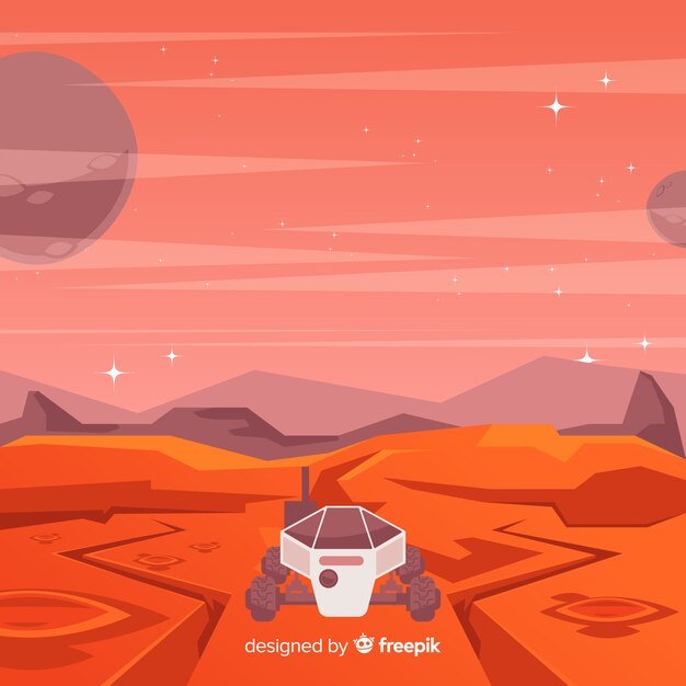 Colorful mars background with flat design