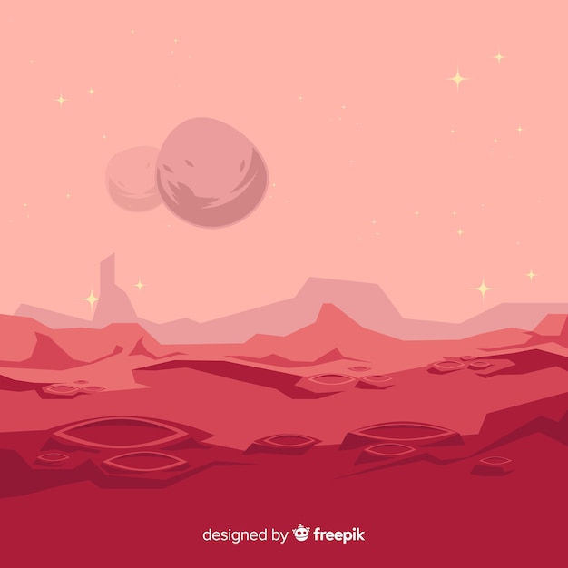 Free Vector colorful mars background with flat design