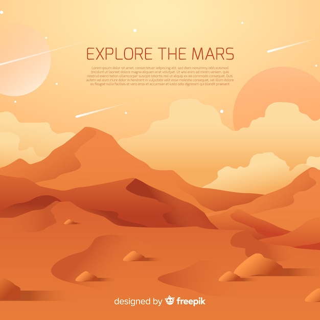 Free Vector colorful mars background with flat design