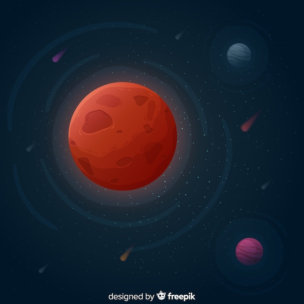 Free Vector colorful mars background with flat design