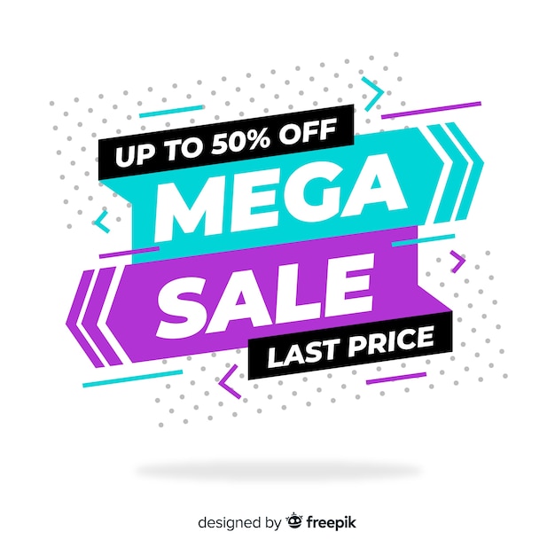 Colorful mega sale banners concept