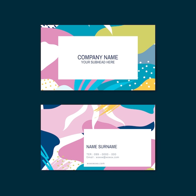 Free Vector colorful memphis pattern business card vector