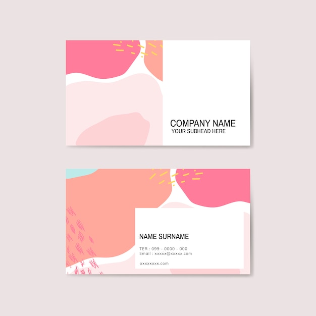 Free vector colorful memphis pattern business card vector