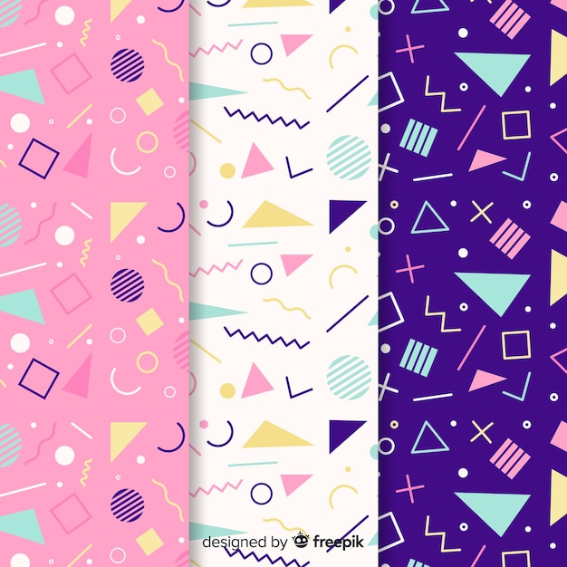 Colorful memphis pattern collection