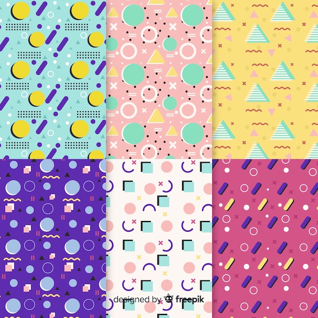 Colorful memphis pattern collection