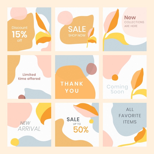 Colorful Memphis sale template set