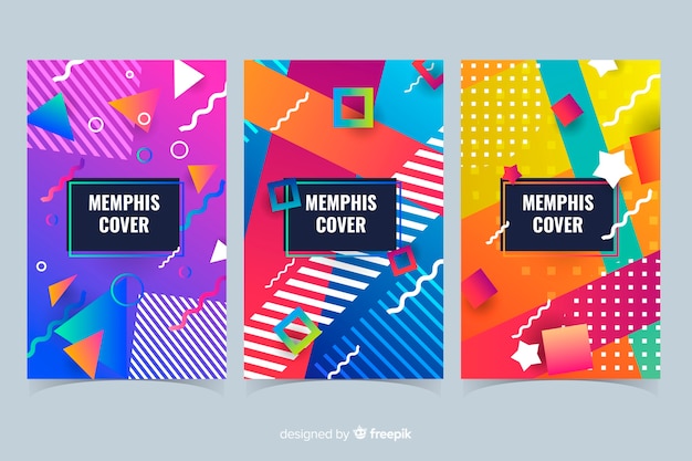 Colorful memphis style cover collection