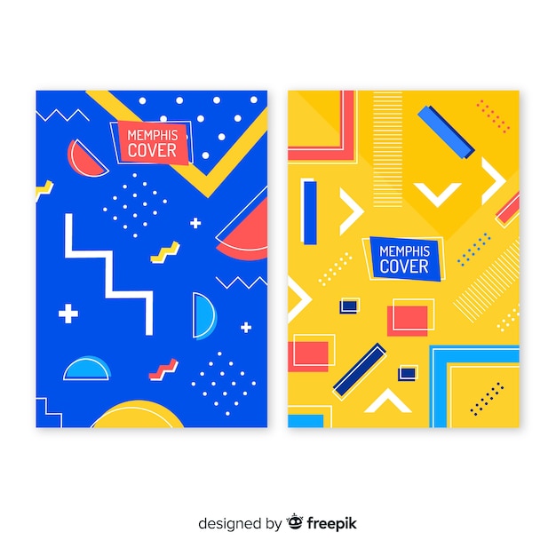 Free Vector colorful memphis style cover collection