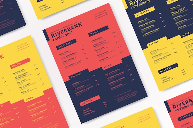 Colorful menu template