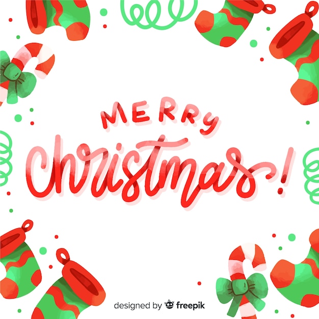 Colorful merry christmas lettering