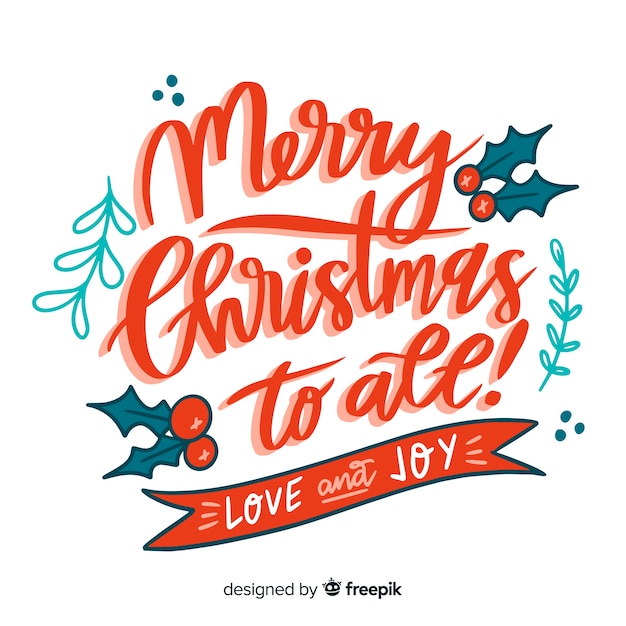 Free Vector colorful merry christmas lettering