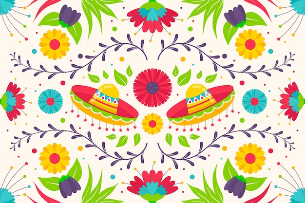 Colorful mexican background flat design