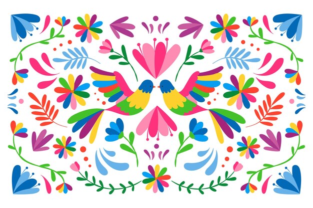 Colorful mexican background with birds