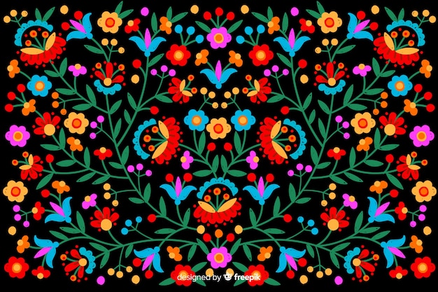 Free vector colorful mexican embroidery background