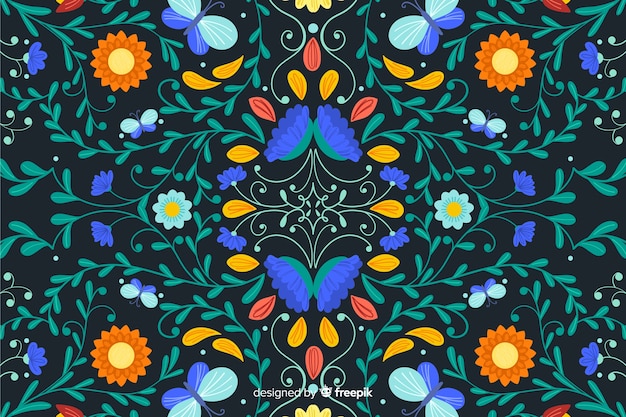 Free Vector colorful mexican embroidery background