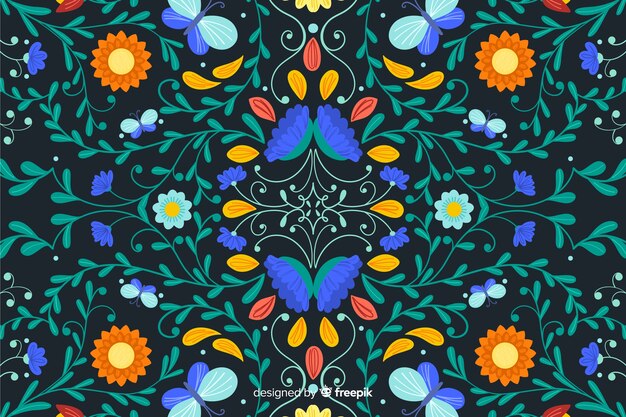 Colorful mexican embroidery background