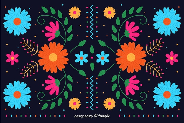 Free Vector colorful mexican embroidery background