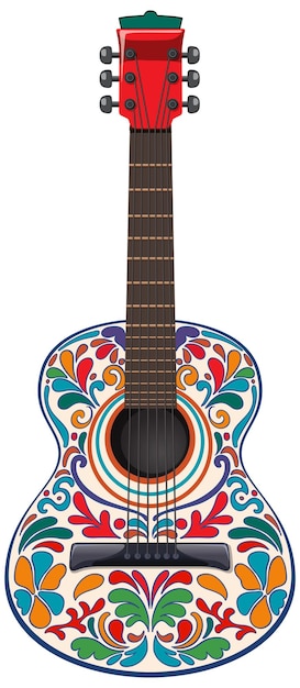 Free Vector colorful mexican guitar illustration