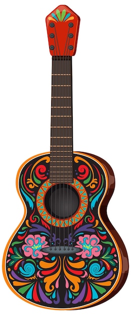 Free Vector colorful mexican guitar illustration