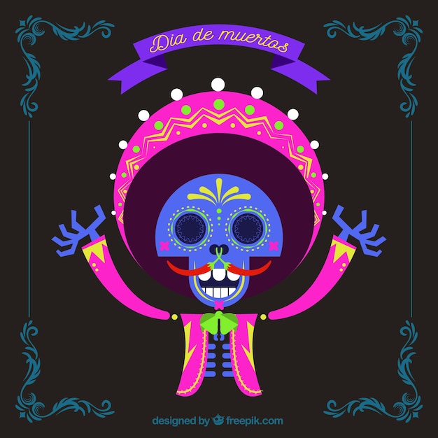 Free Vector colorful mexican skeleton background