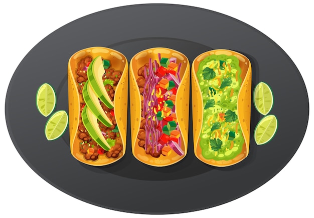 Free Vector colorful mexican tacos on plate