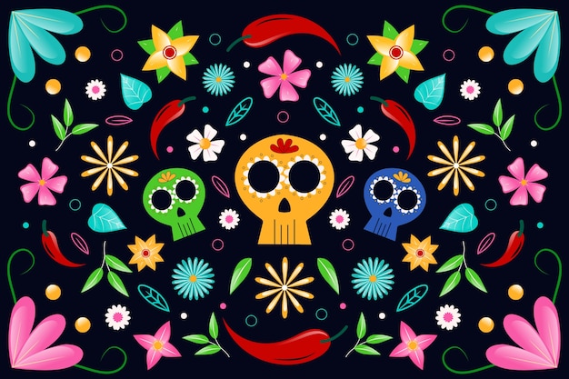 Colorful mexican theme for wallpaper