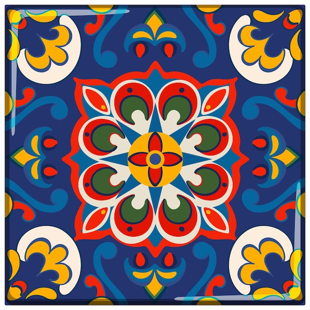 Free vector colorful mexican tile design