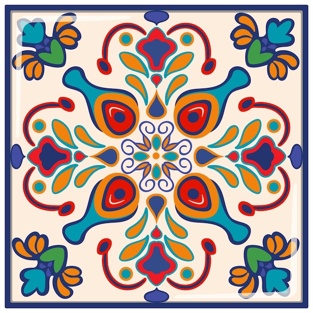 Free vector colorful mexican tile pattern