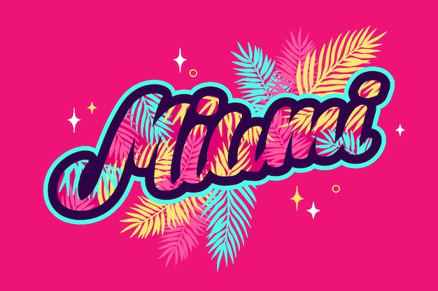 Free Vector colorful miami city lettering