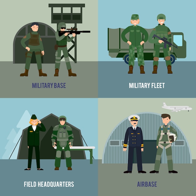 Free Vector colorful military square concept