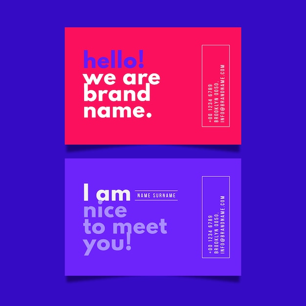 Free Vector colorful minimal business card set template