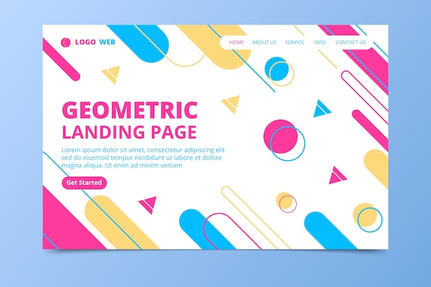 Colorful minimal geometric landing page