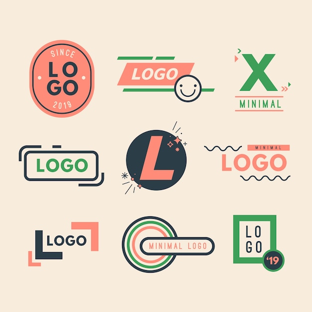 Free Vector colorful minimal logo collection in retro style