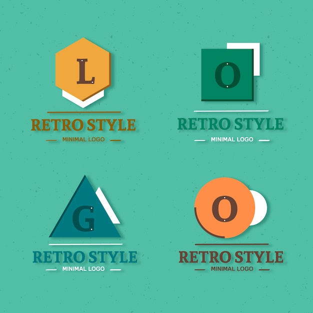 Free Vector colorful minimal logo collection in retro style