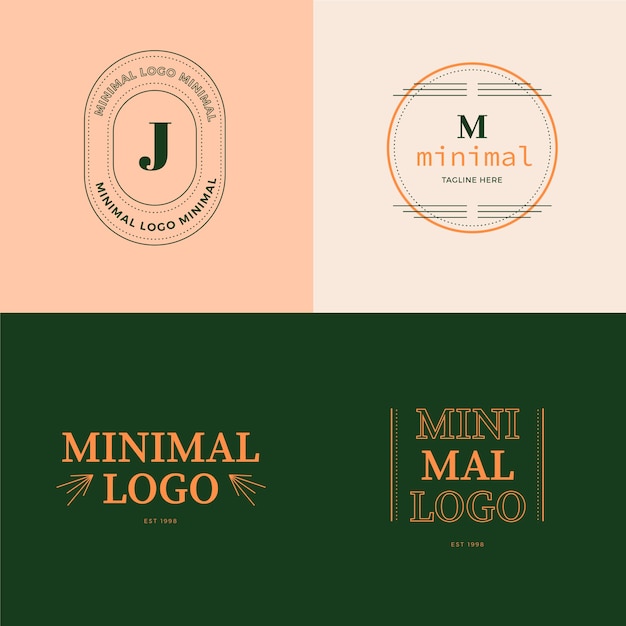 Free Vector colorful minimal logos in retro style