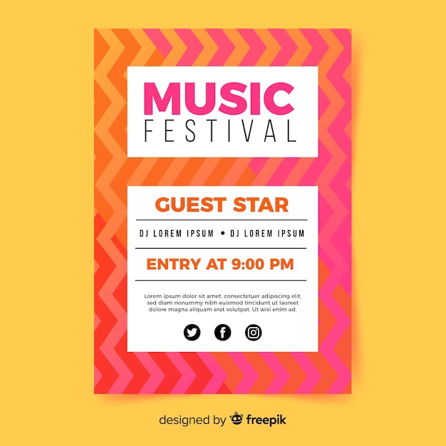 Colorful music festival poster template