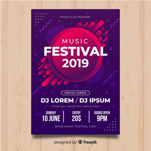 Colorful music festival poster template