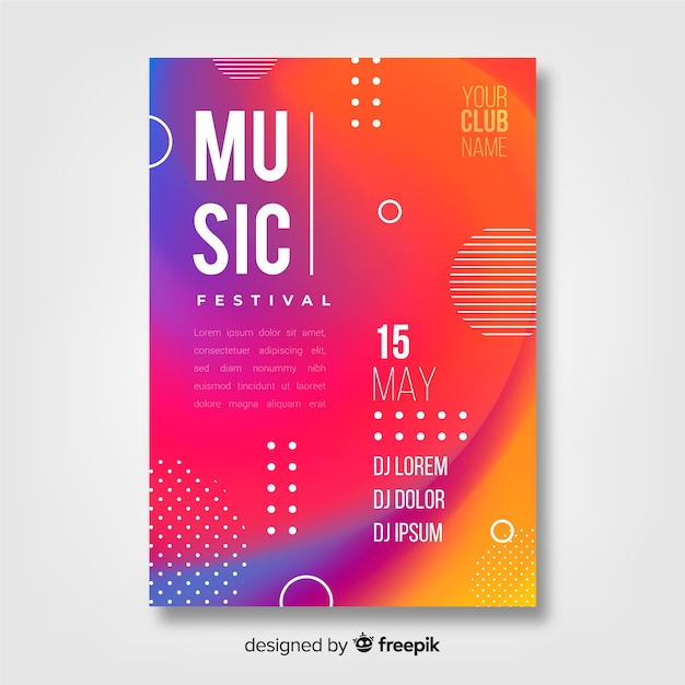 Colorful music festival poster template