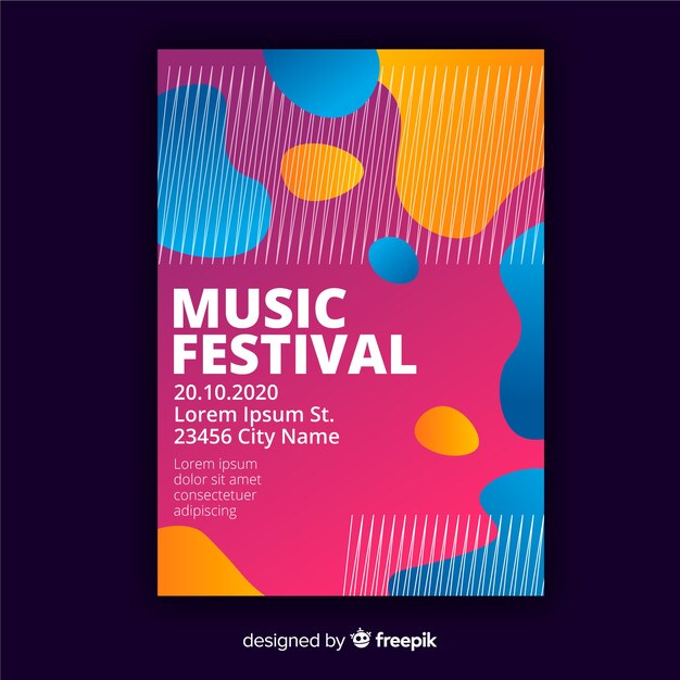 Colorful music festival poster template