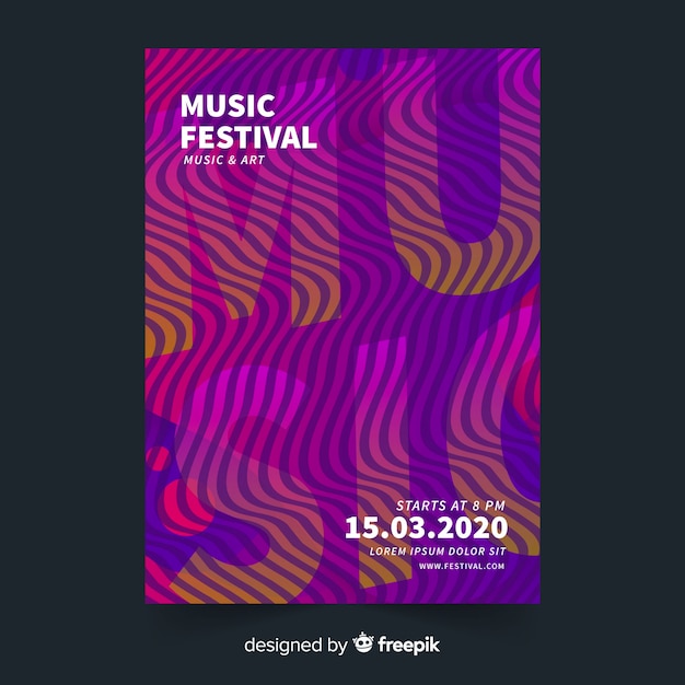 Colorful music festival poster template