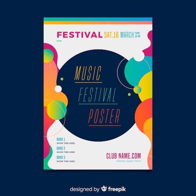 Colorful music festival poster template