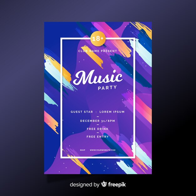 Colorful music festival poster template