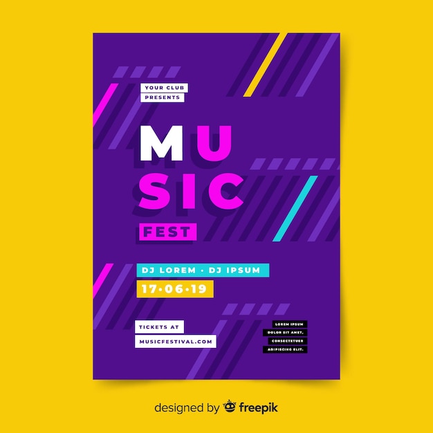 Colorful music festival poster template