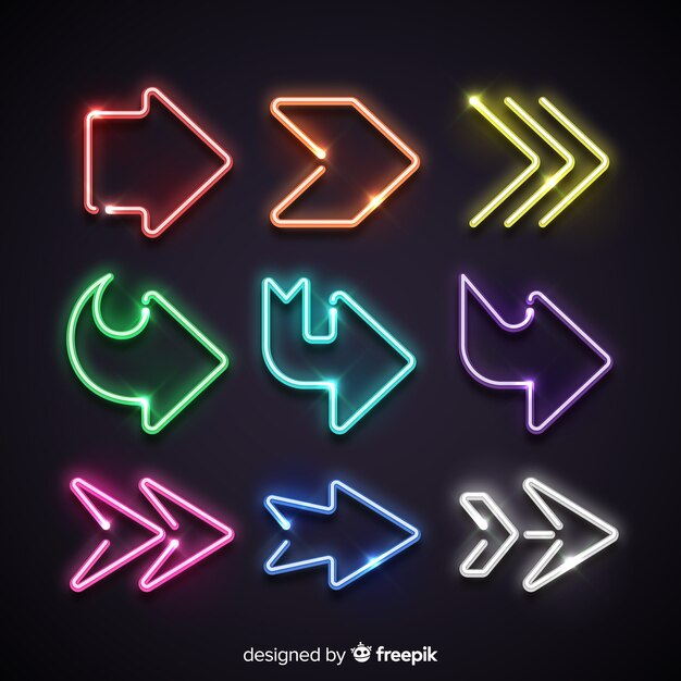 Colorful neon arrow collection 